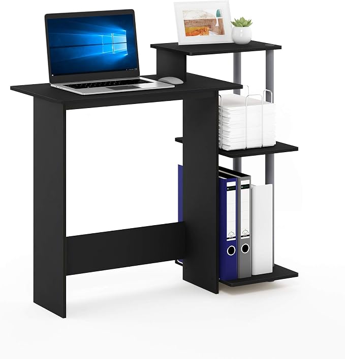 Furinno EFFICIENT Desk, 28.6" Wide Gaming Desk with 3 Open Side Shelves, Laptop Notebook Computer Desk, Office Desk for Home Office, Study Room, Dorm, Bedroom, Solid Black by Furinno-FitsYourSpaceFitsYourBudget