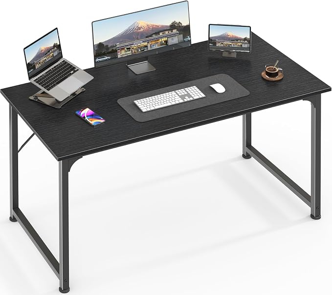 Huuger Modern Simple Office Desk, 40 Inch Gaming Desk with Storage, Black Metal Frame, Large Legroom by Huuger