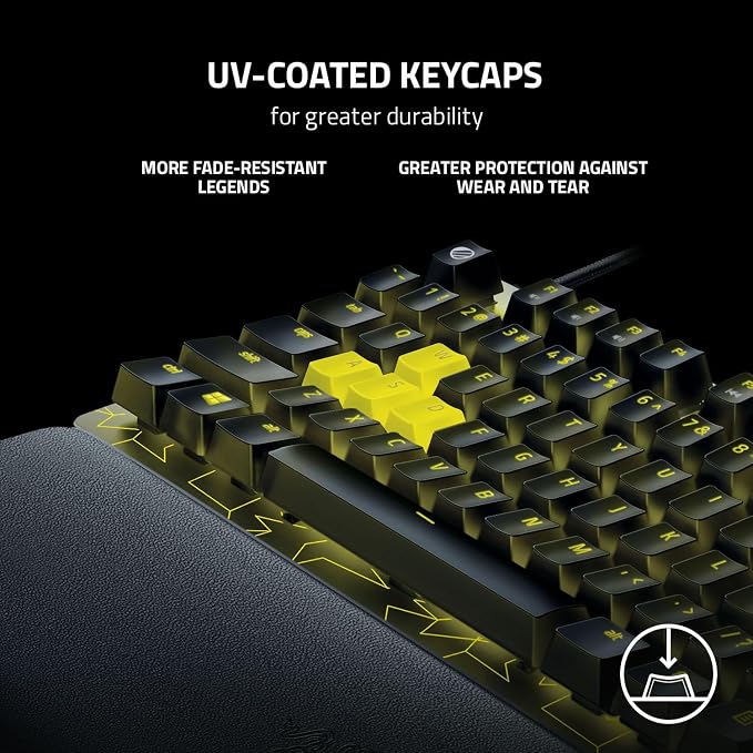 Razer Huntsman V2 TKL Gaming Keyboard: Fast Linear Optical Switches Gen2, Sound Dampeners, 8000Hz Polling Rate, Detachable Type-C Cable, UV-Coated Keycaps, Wrist Rest - ESL Edition - Image 3