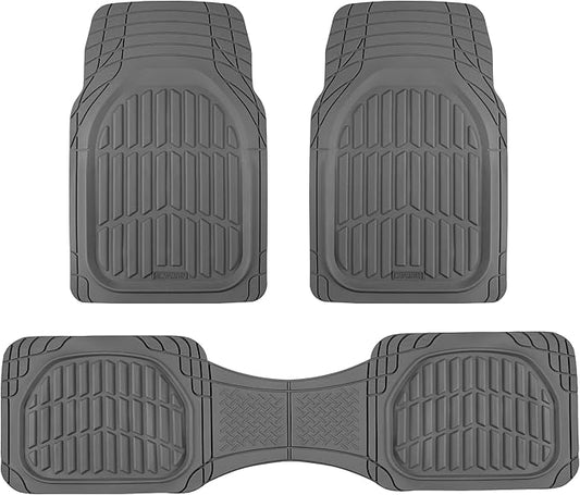 Motor Trend FlexTough LITE Rubber Car Mats Full Set - All Weather Floor Mats for Trucks, Cars & SUVs - Automotive Waterproof Gray Car Floor Mats for Cars Interior Accessories Universal Trim-to-Fit by MotorTrend