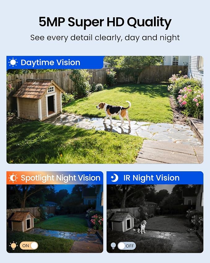 REOLINK Security Cameras Wireless Outdoor, Pan Tilt Solar Powered, 5MP 2K+ Color Night Vision, 2.4/5GHz WiFi, Smart Cameras for Home Security, Works with Home Hub, Argus PT + Solar Panel - Image 4