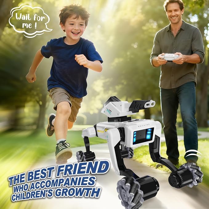 3 in 1 Robot Dog with Wheels Kit, 30+ Bionic Actions, Voice & Remote Control, Programmable Moves, Rechargeable Battery, All-Terrain Stunt Pet Toy for Kids(Removable Claw & Cannon) - Image 5