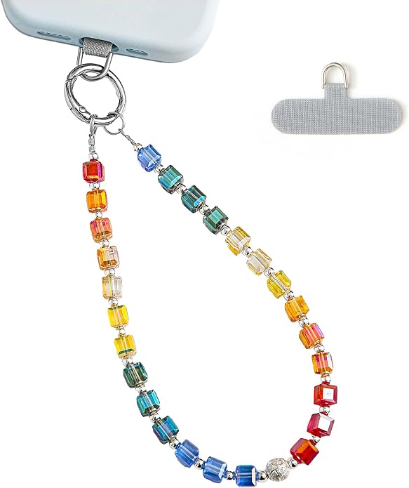 Phone Charm with Beaded Crystals, Anti-Theft Phone Strap, Hands-Free & Detachable Cellphone Lanyard, Cellphone Chain Wristlet with Tether Tab by Spetase