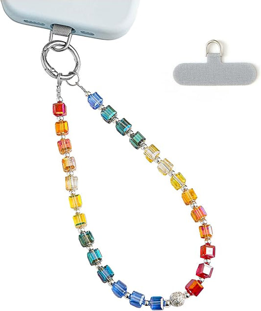 Phone Charm with Beaded Crystals, Anti-Theft Phone Strap, Hands-Free & Detachable Cellphone Lanyard, Cellphone Chain Wristlet with Tether Tab by Spetase