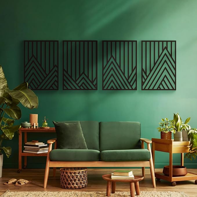 Glamativity 4 Pack Black Abstract Metal Wall Art, Minimalist Décor Single Line Art Wall Décor, 3D Textured Metal Wall Sculptures, for Living Room Bedroom Bathroom Study Room (Mountain Line, L Size 22.5 x 15.7'') - Image 4