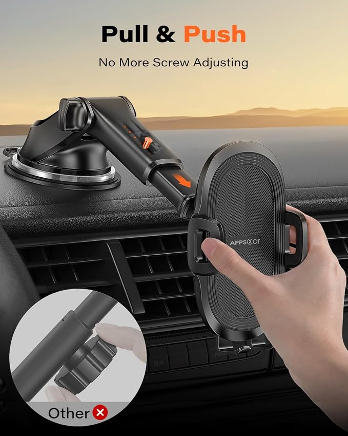 APPS2Car Car Phone Mount with Suction Cup, Universal Windshield Dashboard Holder with Sticky Gel Pad, Compatible with iPhone 17/16/15/14/13, Samsung, Most Smartphones - Image 2