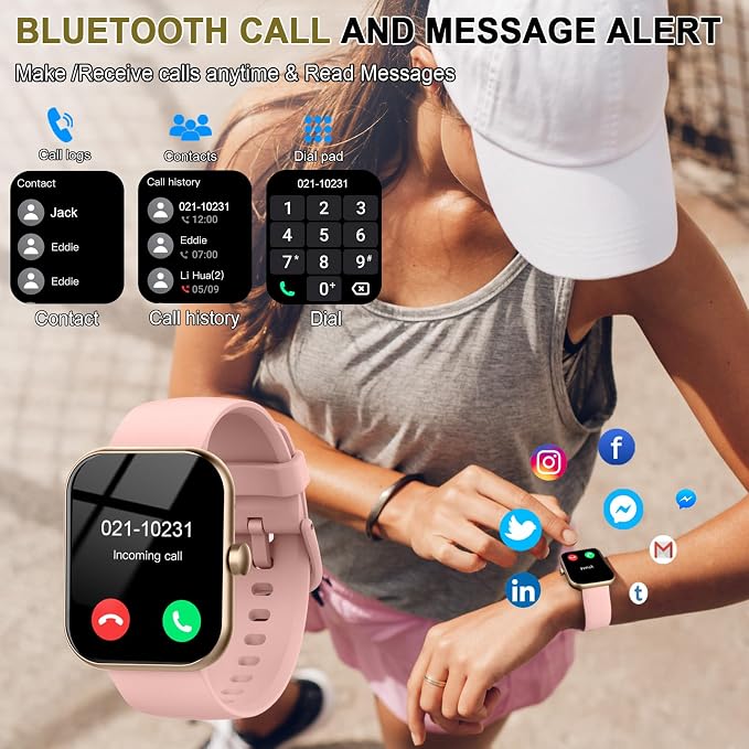 Smart Watch for Women (Answer/Make Call), 1.96"HD Smartwatch with Heart Rate/Sleep Monitor/Pedometer, 113+ Sports Modes, 2026 New Fitness Watch IP68 Waterproof, Activity Tracker for Android iOS-Pink - Image 2