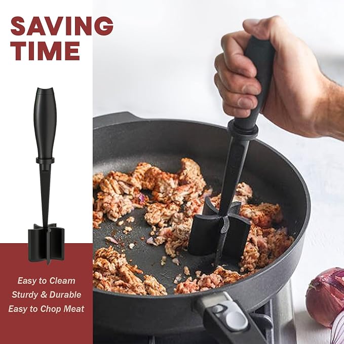 PGYARD Meat Chopper Hamburger Grinder, Kitchen Smasher for Ground Beef | Heat Resistant, 5 Nylon Blade, Burger Grinder Potato Mix Tool, Meat & Poultry Tenderizers, Dishwasher Safe, Black - Image 4