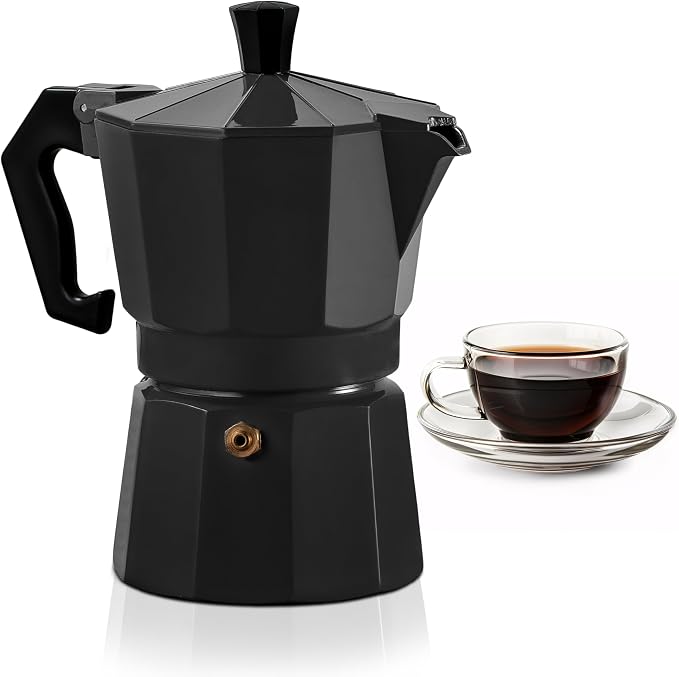 Mixpresso 3 Cup Moka Pot Stovetop Espresso Maker, Italian Cuban Coffee Pot | 5oz aluminum Italian coffee maker for gas and electric stovetops, small design for traditional espresso-style coffee at home by Mixpresso