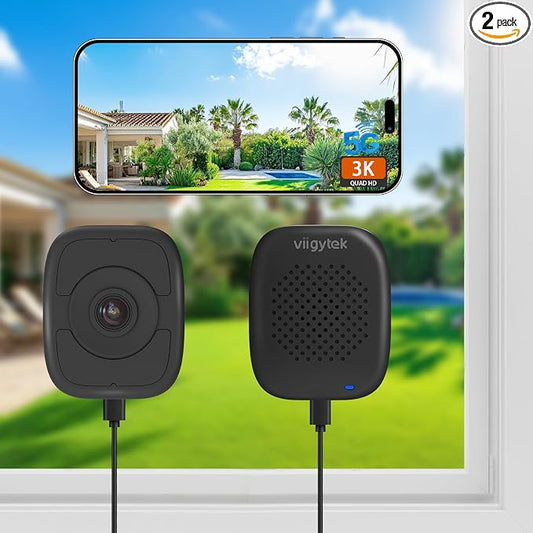 3K 5MP Window Camera for Home Security Indoor Magnetic Mount, 2Pack No Drill 5GHz&2.4GHz WiFi 6, Outdoor Monitoring Through Glass, Full Color Night Vision, 24/7 AI Smart Detection Recording by Unknown