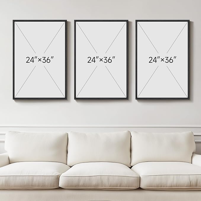 Large Framed Black and White Gray Abstract Wall Art for Living Room, 3 Piece Modern Canvas Prints Paintings Artwork for Walls, Grey Abstract Pictures for Hallway Office Wall Decor 24x36 In - Image 3