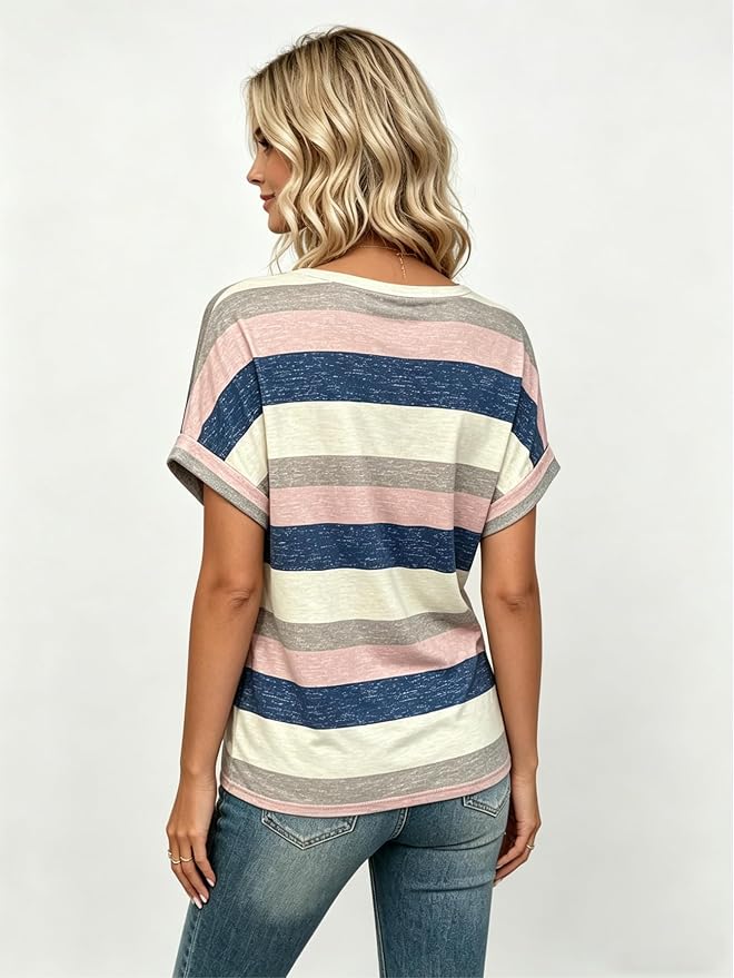 T Shirts Short Sleeve V Neck Tees Womens Tops Beach Vacation Fashion Clothes 2026 Casual Summer Spring Fall Outfits - Image 3
