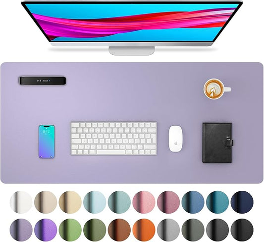 Aothia Leather Desk Pad Protector, Mouse Pad, Office Desk Mat, Non-Slip PU Leather Desk Blotter, Laptop Desk Pad, Waterproof Desk Writing Pad for Office and Home (31.5" x 15.7", Lavender) by AothiaSimpleNaturalUnique