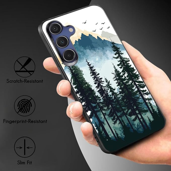 Designed for Galaxy S25 FE Phone Case,Slim Silicone Shockproof Protective Case for Galaxy S25 FE 6.7 inch,Watercolor Forest Mountains - Image 3