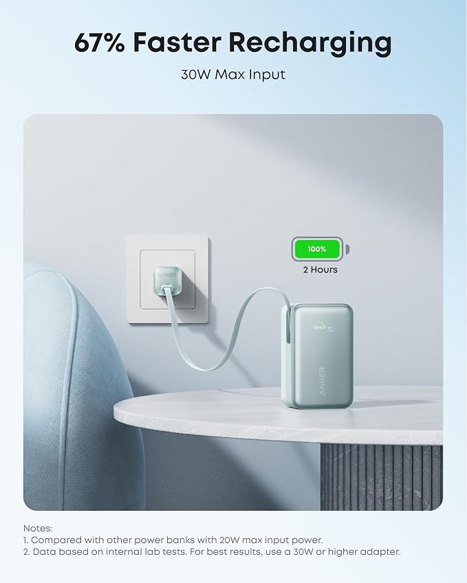 Anker Nano Power Bank, 45W 10,000mAh Portable Charger, iPhone Battery Pack | Built-In Retractable USB-C Cable, for iPhone 17 / 16 Series, iPad, Galaxy, Pixel, and More, Compact Travel Design - Image 7