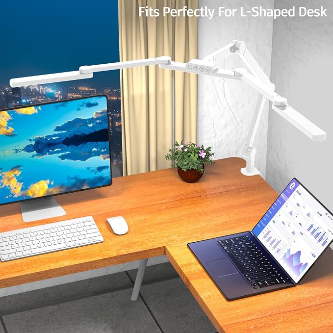 EPABINA LED Desk Lamp for Home Office, 41.5" White Clip on Architect Desk Lamp with Clamp, 24W Adjustable Dimmable Bright Swing Arm Eye Care LED Table Light Clamp on Office Lighting - Image 2