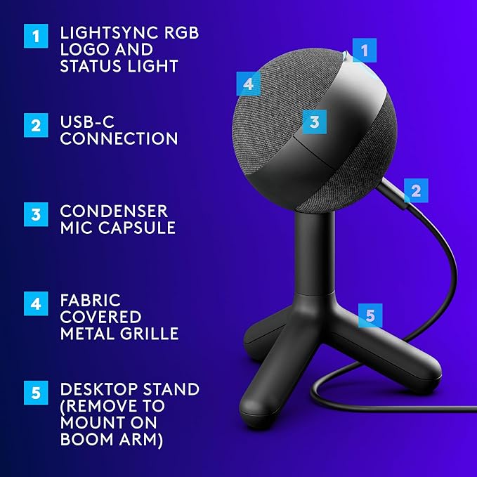 Logitech G305 Lightspeed Wireless Gaming Mouse, Lilac + Yeti Orb RGB Gaming Microphone with LIGHTSYNC, USB Mic for Streaming - Image 2