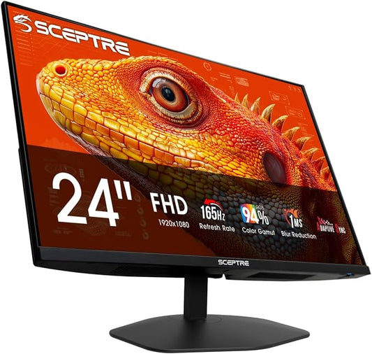 New! Sceptre 24-inch Prime Gaming Monitor DisplayPort x2 165Hz HDMI x2 165Hz Build-in Speakers, Machine Black 2027 (E248B-FW165T Series) by SceptreInc