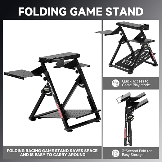 GTPLAYER Flight Racing Simulation Stand Foldable Gaming Stand Compatible with Logitech/Thrustmaster/PXN Gaming Devices Adjustable Stable Simulator Cockpit Stand, Electronic Device Not Included, Black - Image 5