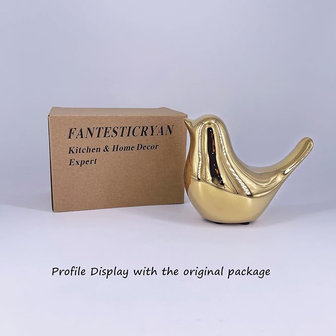 FANTESTICRYAN Small Birds Statues Gold Home Decor Modern Style Figurine Decorative Ornaments for Living Room, Bedroom, Office Desktop, Cabinets - Image 2
