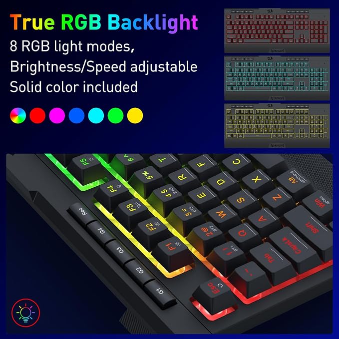 Redragon K525 PRO RGB 3-Mode Wireless Membrane Gaming Keyboard with Multimedia Keys, Linear Mechanical-Feel Switch, 4 Extra On-Board Macro Keys, Dedicated Media Control, Ergonomic Wrist Rest - Image 4