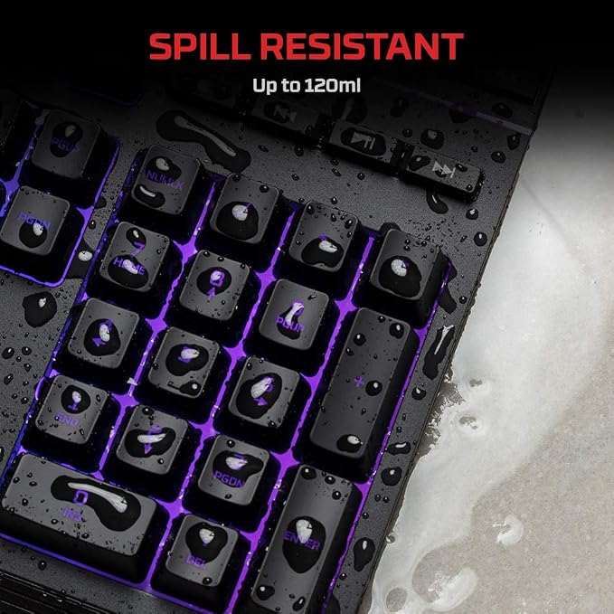 HyperX Alloy Core RGB – Membrane Gaming Keyboard, Comfortable Quiet Silent Keys with RGB LED Lighting Effects, Spill Resistant, Dedicated Media Keys, Compatible with Windows 10/8.1/8/7 – Black - Image 2
