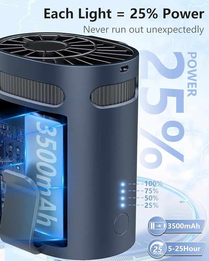 Portable Waist Fan Clip on-4-Speed Strong Airflow,Personal Fan Rechargeable with up to 25H of Working Time,Wearable Shirt Belt Hip Back Body Fans,Cooling Neck Cooler Ac for Camping, Outdoor, Jobsite - Image 6