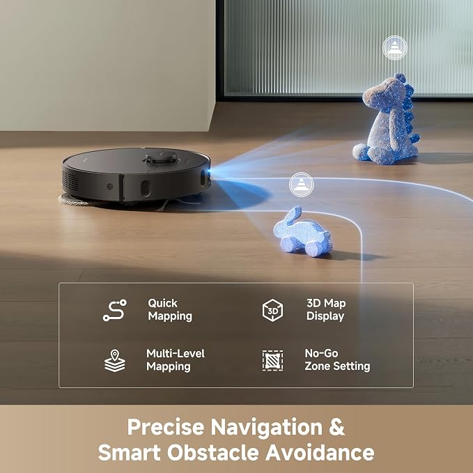 dreame D30 Ultra Robot Vacuum and Mop, All-in-One Base Station | 25,000Pa Powerful Suction, 100-Days Auto-Empty, MopExtend Tech for Edge Cleaning, Smart Obstacle Avoidance, Black - Image 7