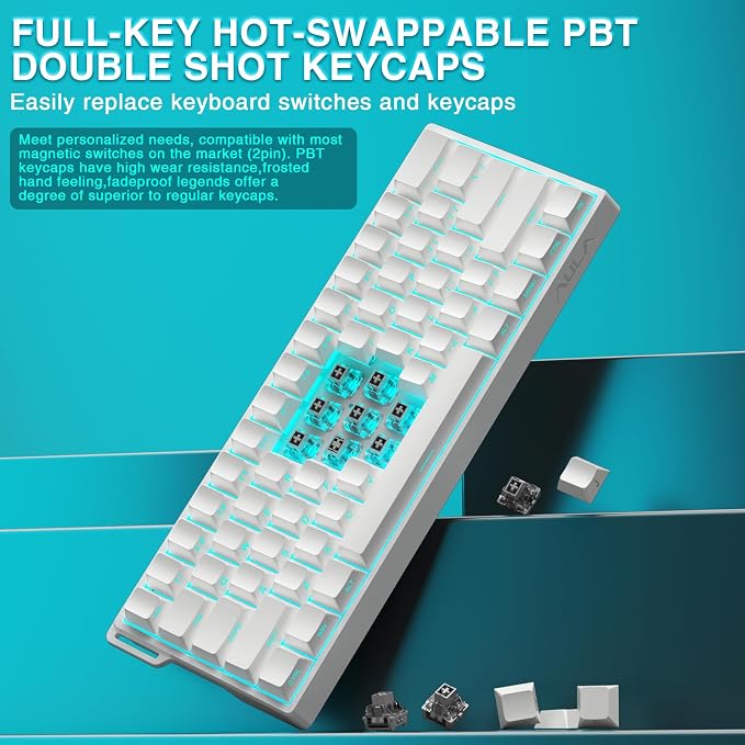 Aula WIN60 HE - 60% Mechanical Gaming Keyboard Wired, Hall Effect Magnetic Switch Hot Swappable, Adjustable Actuation RT Mode, 8000 Hz Polling Rate, RGB Keyboard 60 Percent Compact Design for PC - Image 6