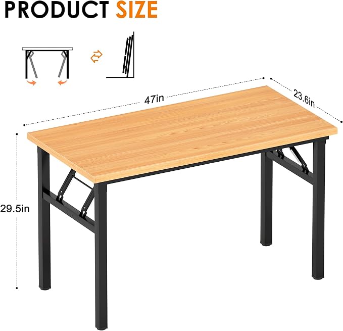 Need Office Computer Desk - 47.2L Sturdy and Heavy Duty Folding Laptop Table,Writing Table/Home Office Desk/Sewing Table,No Assembly Required (Teak Color) AC5BB12060 | Black Frame Writing Gaming Work Table/Foldable Home Office Desk/Sewing Table, No Ass... - Image 3