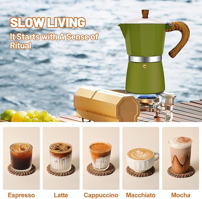 6 Cup Aluminum Espresso Stovetop Moka Pot Express Coffee Maker Percolator Italian Classic Mocha Coffee Machine for Italian and Cuban Cafe Brewing for Home & Camping 300ml 10oz - Image 7