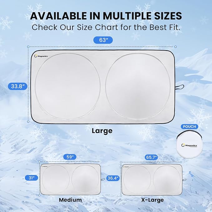 Magnelex Car Windshield Sunshade – Double-Layer Design for 2X Heat Blocking, Blocks UV Rays, Foldable Sun Shade for Cars, Trucks & SUVs, Keeps Interior Cooler, Large (63 x 33.8 in) - Image 4