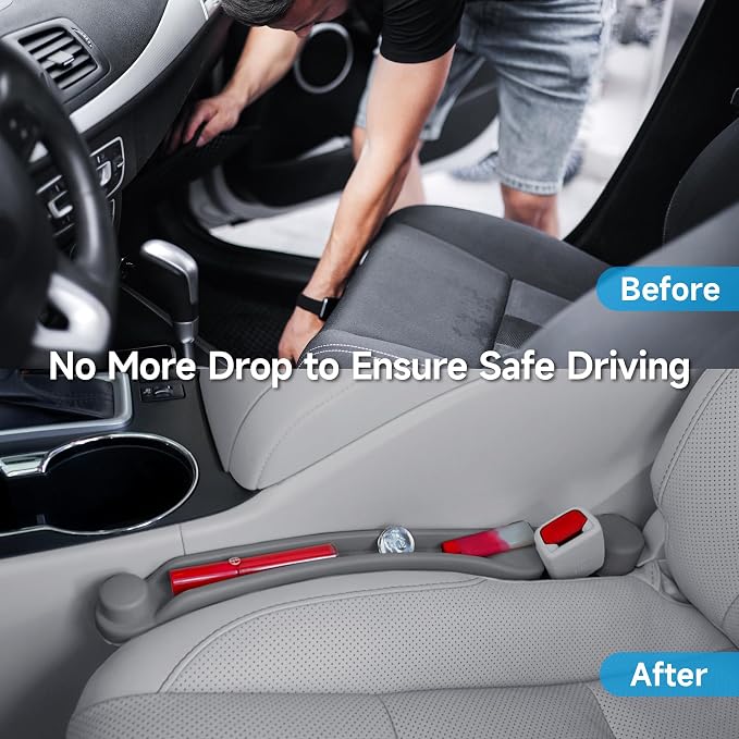 Givifive Car Seat Gap Filler Set of 2, 3IN1 Seat Side Gap Filler Plug with Storage Slot & Hook Function, Soft Foam Universal Fit Car SUV Truck Fill Gap Between Seats Console Organizer（Standard Gray） - Image 2