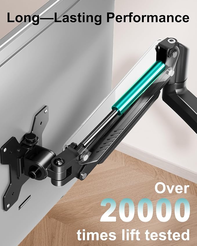 Dual Monitor Stand for 2 Screens up to 32 inch, Vertical Stacked Dual Monitor Mount, Full Motion Adjustable Tall Double Monitor Desk Mount, Each Arm Holds 4.4-22lbs, VESA 75/100mm, Black, Freelift - Image 6