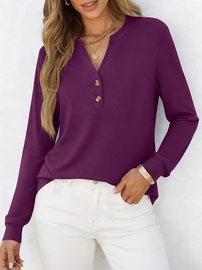ANRABESS Women's Long Sleeve Shirts 2026 Spring Fashion Dressy Casual Tops Trendy Henley Blouses Cute Work Outfits Clothes - Image 2