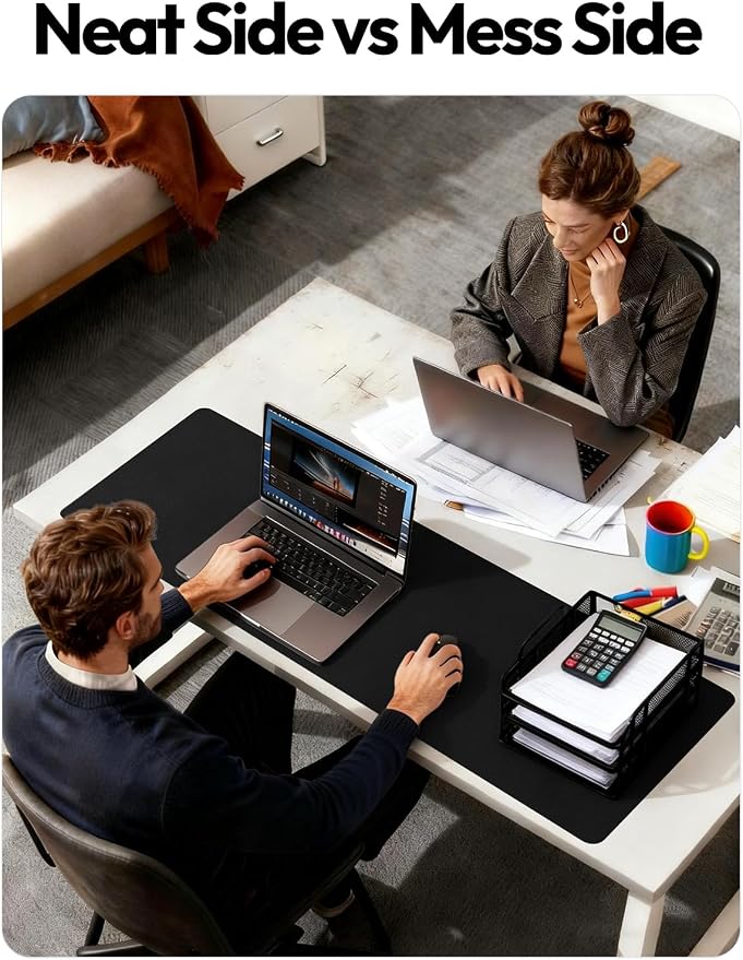 YSAGi Leather Desk Protector, Office Mat, Large Mouse Mat, Non-Slip PU Leather Blotter, Laptop Desk Pad, Waterproof Writing Pad for Office and Home (Black, 47.2" x 23.6") - Image 6