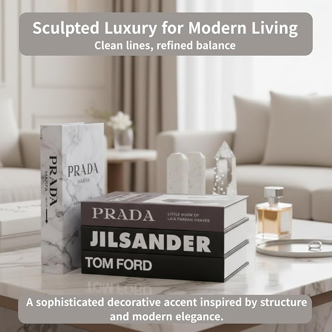PROBENEX 4 Pcs Decorative Books | Faux Marble Cardboard Coffee Table Decor | Minimalist Modern Look - Not Real, No Pages Inside - Arrives Flat, Tool-Free 2-Min Setup - Image 6
