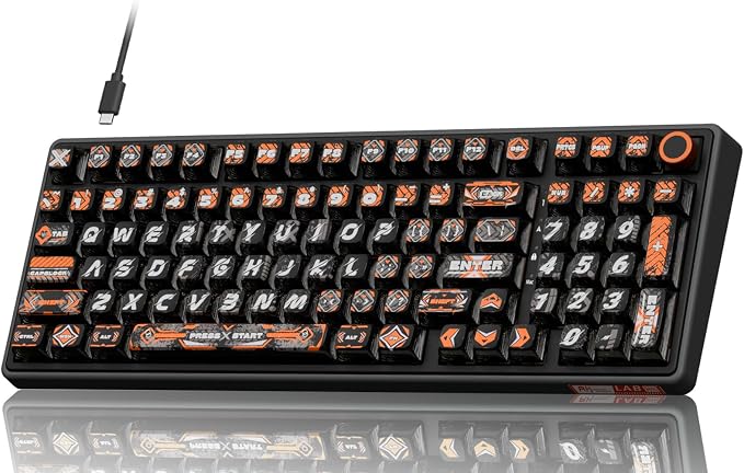 RK ROYAL KLUDGE R98 Pro Wired Mechanical Keyboard, RGB PC Gaming Keyboard with Number Pad and Volume Knob, dye Sublimation DSA Profile Pudding Keycaps, for Win/MAC, Hot Swappable Tactile Beige Switch by RKROYALKLUDGE