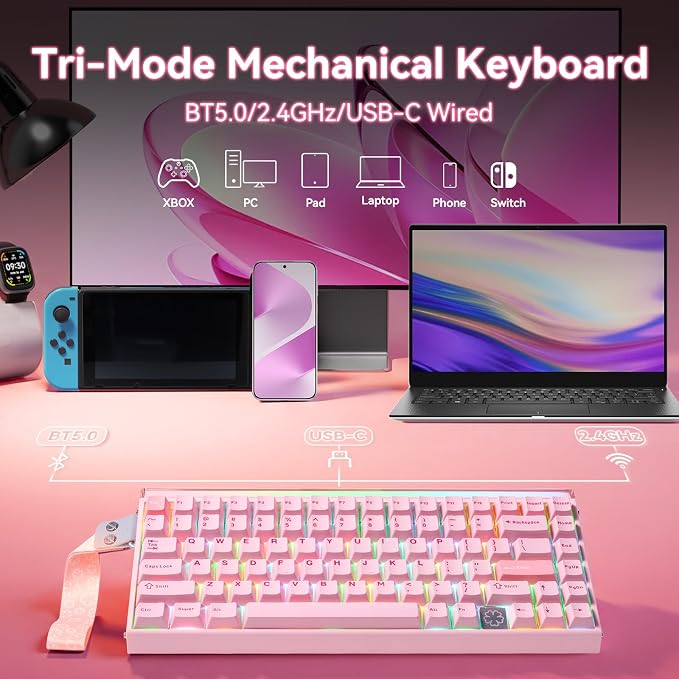 Aula Hero 75 HE Wireless Gaming Keyboard,Black Mechanical Keyboards | Tri-Mode BT 5.0/2.4GHz/USB-C 75% Aluminum Keyboard,RGB Custom Keyboard Hall Effect,Computer Keyboard Compatible w/Win/Mac - Image 6