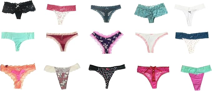 jooniyaa Thongs for Women Variety Pack 20 Pairs – Assorted Lace G-String T-Back Panties, Soft Breathable Underwear XS-3XL - Image 5