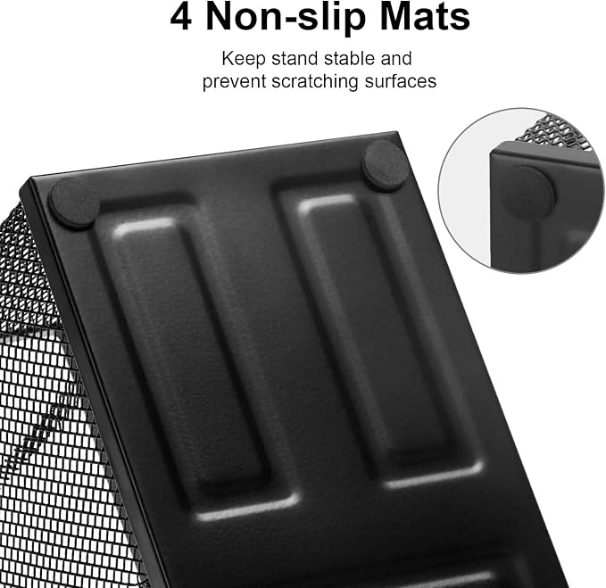 Comix Mesh Pen Holder, Desk Organizer for Home Office, Black | 3 Compartment Pencil Holder, Sticky Notes Holder, Pen Organizer Office Supplies - Image 6