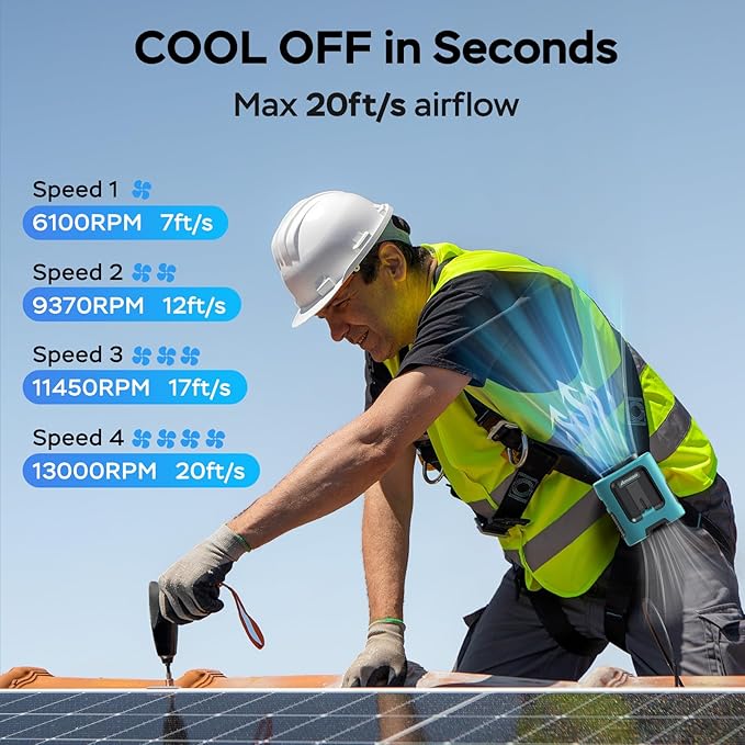 AMACOOL Mini Portable Waist Fan Clip on, Gifts for Father Him Men Dad Husband, 13000RPM Rapid-Cooling Personal Neck Fans, Wearable Shirt Belt Fan for Women Men Outdoor Work Jobsite Travel Camping - Image 3