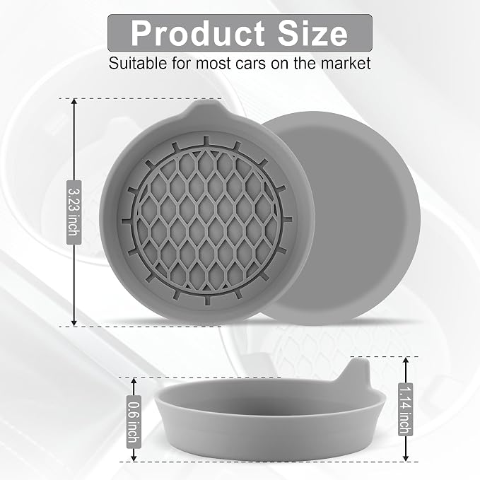 SINGARO Car Cup Holder Coaster, Silicone Cup Holder Insert, Universal Non-Slip Cup Holders, Car Accessories Interior for Women and Man 4 Pack Gray - Image 4