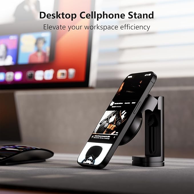 MiiKARE Travel Essentials Magnetic Airplane Phone Holder, Universal Handsfree Phone Mount for Flying with 360 Degree Rotation, Travel Must Haves Phone Stand for Desk, Tray Table, Black - Image 5