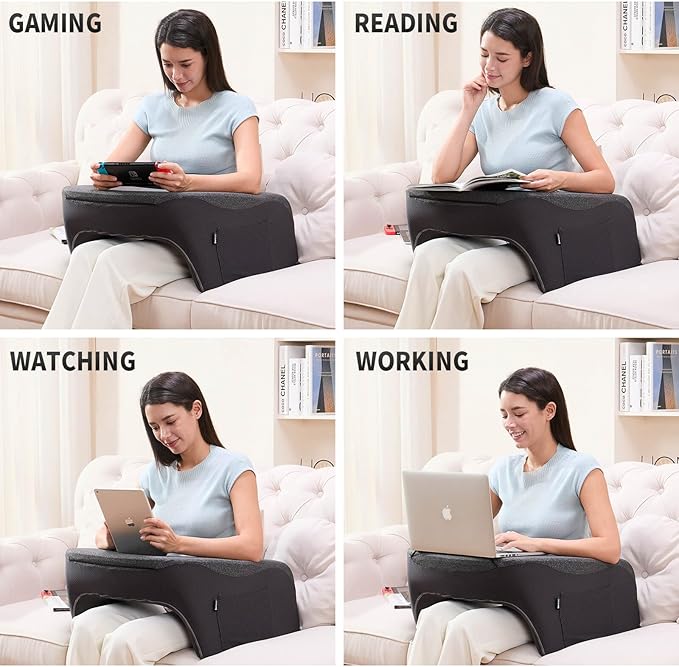 cooloo8 Reading Pillow, Lap Desk, Laptop Pillow for Lap, Large Gaming Pillow for Reading, Working, Gaming or Sitting in Bed Floor Couch(Dark Grey) - Image 5