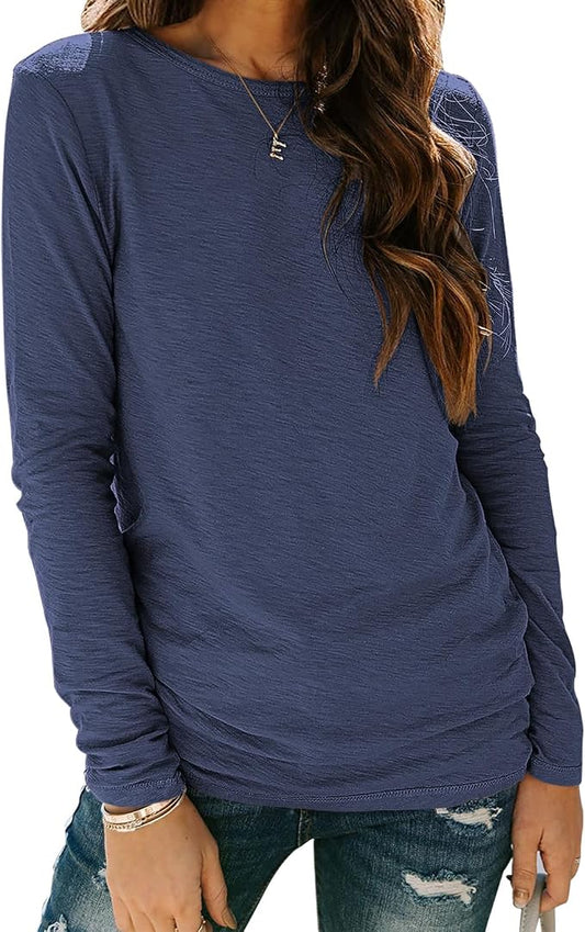 Sherosa Womens T Shirts Long Sleeve Crew Neck Shirts Basic Tee Tops Blouse by Sherosa