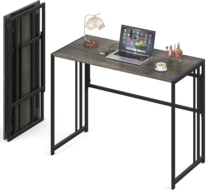 40" Folding Computer Desk No Assembly Needed Foldable Table for Small Space | Small Folding Table for Home Office, Study, Writing, Gaming, Compact RV Living, Camping, Sturdy and Easy Carry, Versatile by Elephance