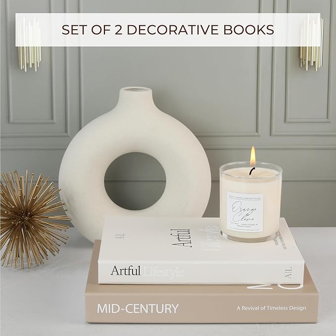Aesthetic Decorative Books - Set of 2 Stylish Boxes Enhance Your Coffee Table, Bookshelf or Mantel Decor - Beautiful Fake/Faux Books for Modern Home Decoration, Photo Storage and as a Keepsake Box - Image 2