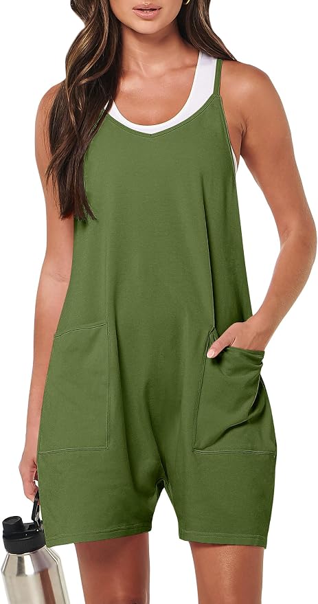 ANRABESS Womens Rompers Summer Casual Loose Sleeveless Overalls Spaghetti Strap Shorts Jumpsuit 2026 Beach Vacation Clothes by ANRABESS
