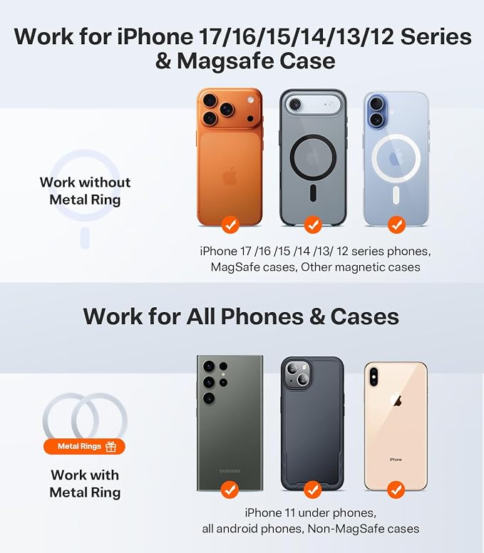 TORRAS 2026 Vacuum for Magsafe Car Mount【98+LBS Strongest Suction & Ultra Magnet】 Magnetic Phone Holders for Your Car, 360° Adjustable Car Phone Holder Mount for iPhone 17 Pro Max 16 15 14 13 12 - Image 6